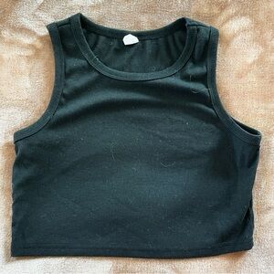 Girl’s Black Cropped Ribbed Tank Top Size 152/ 11-12y